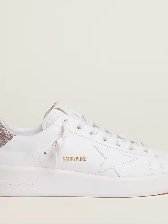 Golden Goose Shoes - Golden Goose White Leather Star Low-Top Sneaker with Silver Heel Tab